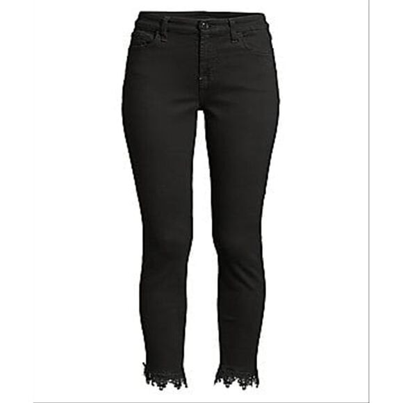 7 For All Mankind Denim - 7 For All Mankind Women's Frayed Ankle Skinny Jeans Black Size 14